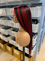 Highlight 13*4 Straight Lace Front Wig  Human Hair Wig   #1b/Red | Bridger Hair