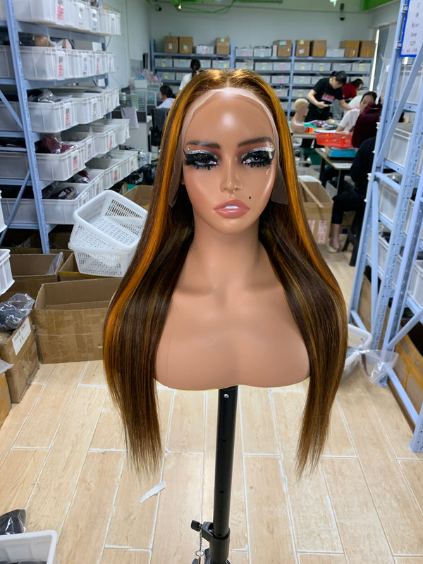 Customized  Highlight #p4/gold 30  Straight 13*4 Lace Front Wig | Bridger Hair