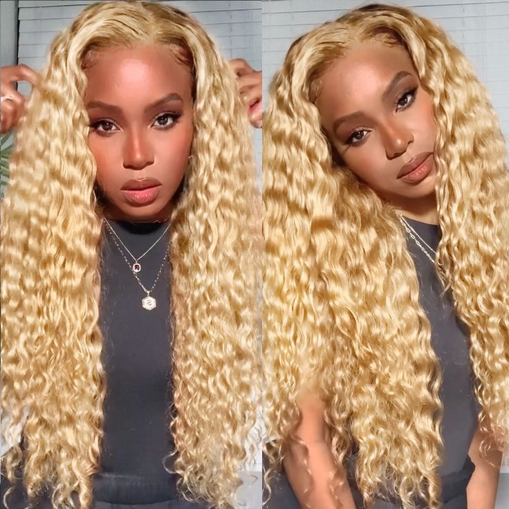 Honey Blonde Water Wave 13*4 Lace Front Wig #27 Human Hair   | Bridger Hair®