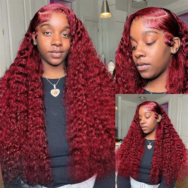 Burgundy Jerry Curly 13*4 Lace Front Wig  | Bridger Hair®