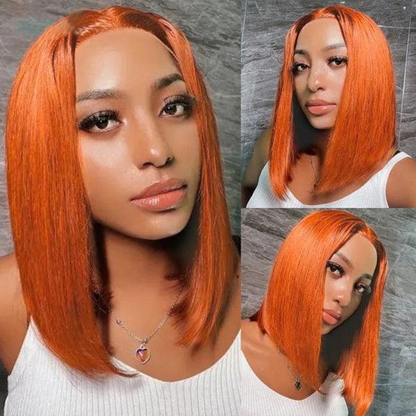 #350 Burnt Orange Straight 13*4 Lace Front Wig Bob&4*4closure Bob Wig| Bridger Hair