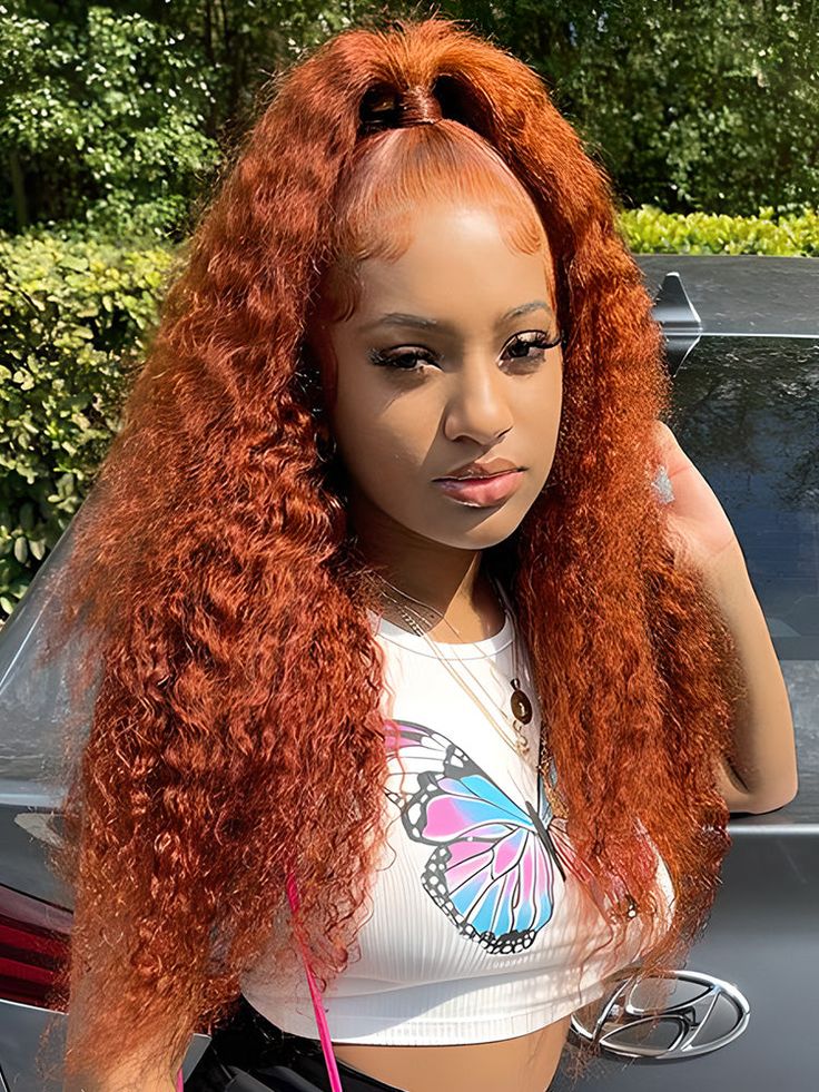 Burnt Orange #350 Curly 13*4 full  Lace Front Wig/ Bridger Hair®