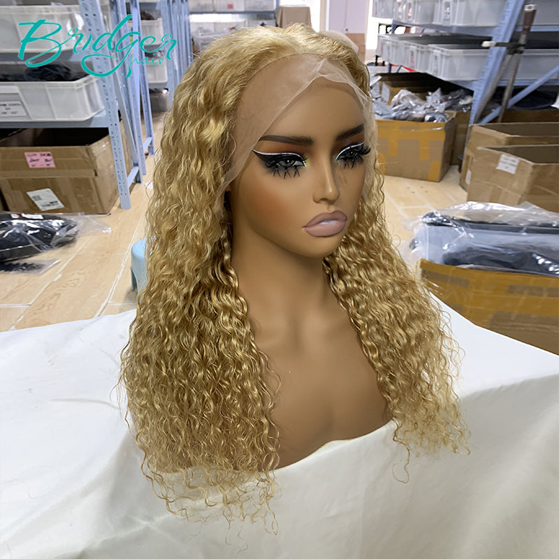 Honey Blonde Water Wave 13*4 Lace Front Wig #27 Human Hair   | Bridger Hair®