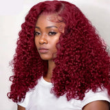 Burgundy Jerry Curly 13*4 Lace Front Wig  | Bridger Hair®