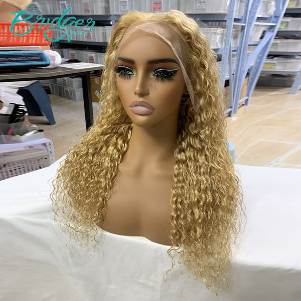 Honey Blonde Water Wave 13*4 Lace Front Wig #27 Human Hair   | Bridger Hair®