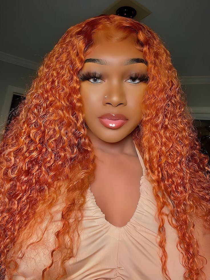 Burnt Orange #350 Curly 13*4 full  Lace Front Wig/ Bridger Hair®