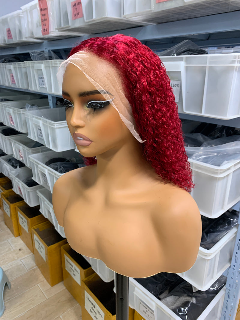 Burgundy  Kinky Curly Bob  13*4 Full  Lace Front Wig | Bridger Hair®