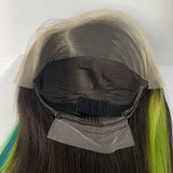 Highlight Straight Bob #1B/Blue/Green 13*4 Lace Front Wig Human Hair Wig | Bridger Hair®