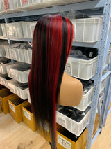 Highlight 13*4 Straight Lace Front Wig  Human Hair Wig   #1b/Red | Bridger Hair