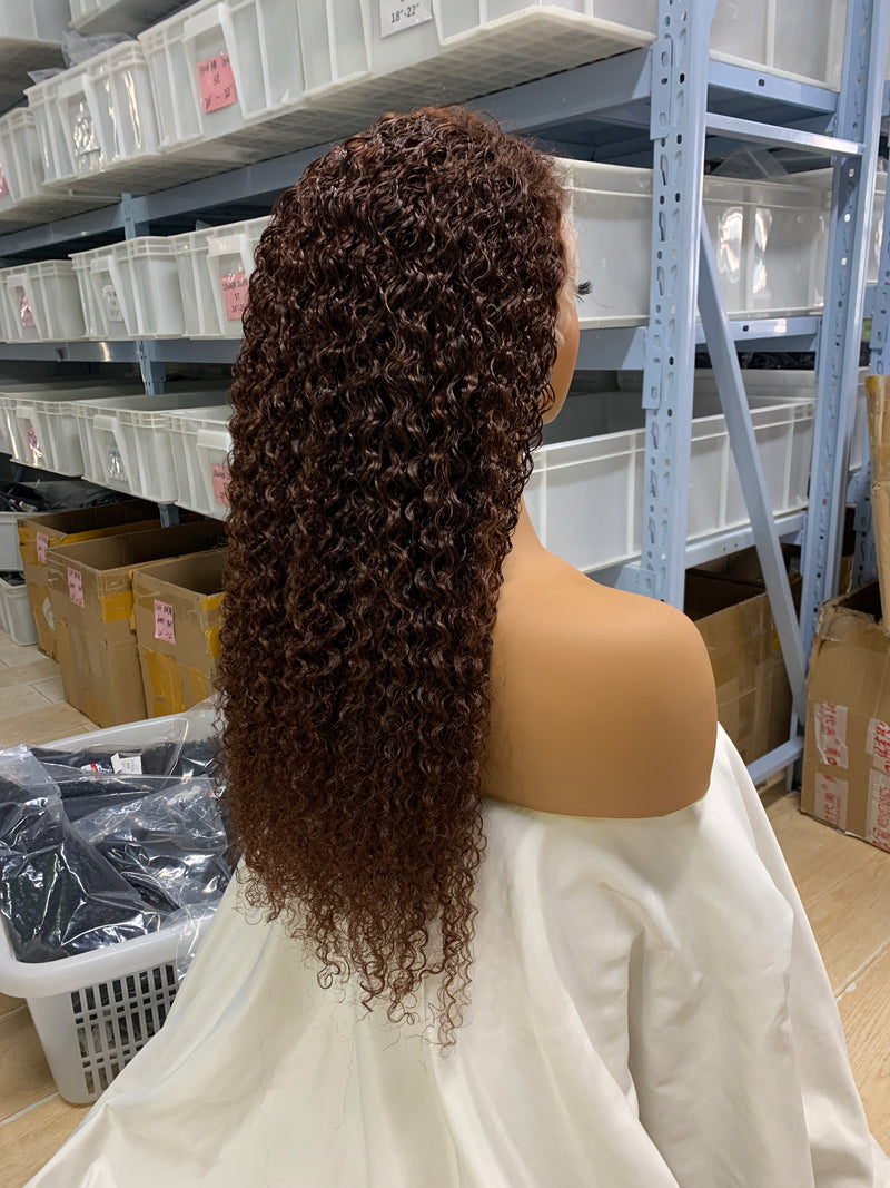 Kinky Curly 13*4 Full Lace Front Wig  Brown Color Bridger Hair