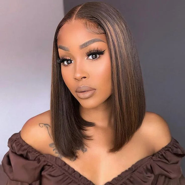 Double Drawn 2*6 kim closure bob wig human hair