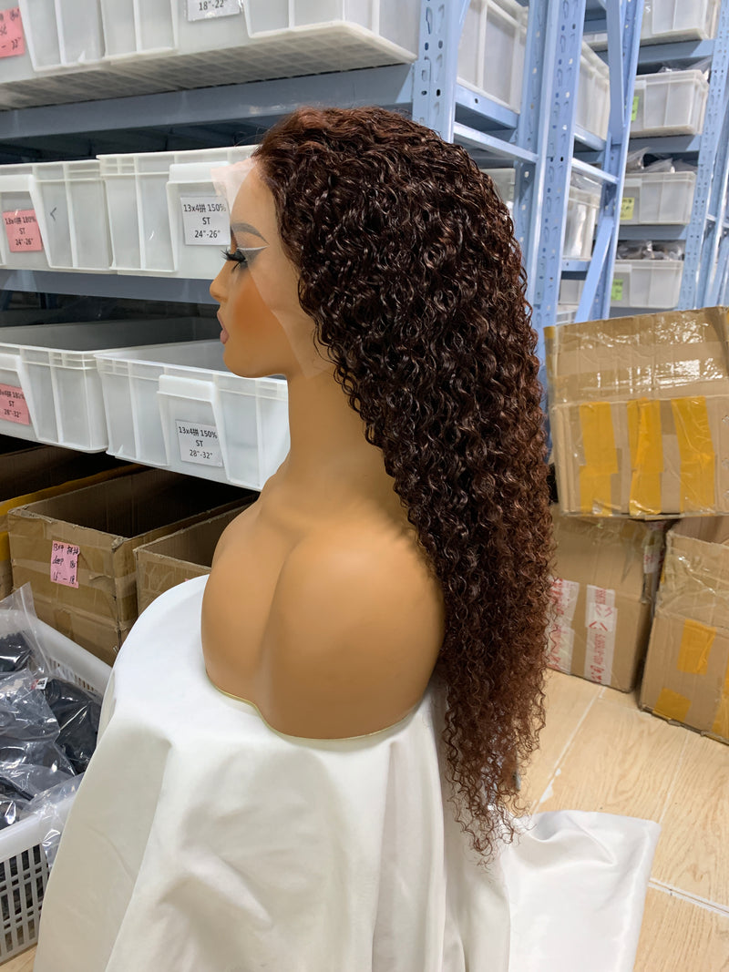 Kinky Curly 13*4 Full Lace Front Wig  Brown Color Bridger Hair