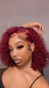 Burgundy  Kinky Curly Bob  13*4 Full  Lace Front Wig | Bridger Hair®