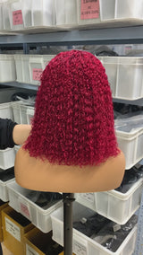 Burgundy  Kinky Curly Bob  13*4 Full  Lace Front Wig | Bridger Hair®