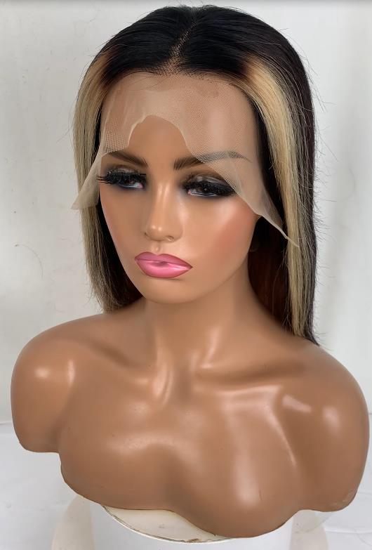 Customized #1B/30 highlights blonde Straight 13*4 Lace Front Wig | Bridger Hair®