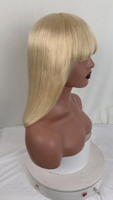 Customized blonde Straight Wig 10inch Bob Wig with Bangs| Bridger Hair®