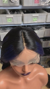 Highlight 13*4 Body Wave Lace Front Wig Human Hair Wig #1b/blue | Bridger Hair®