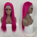 24inch 180 density pink straight human hair wig 