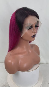 Short Bob Lace Front Wigs 13*4 Human Hair Wigs 4*4 Closure Wig #1B/pink | Bridger Hair