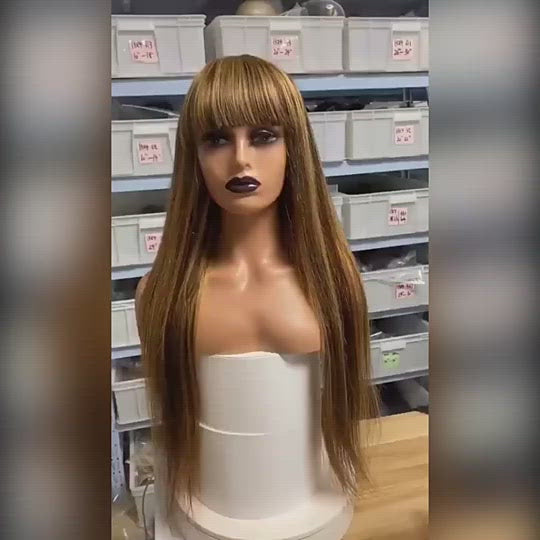 Highlight Straight Wig with Bangs