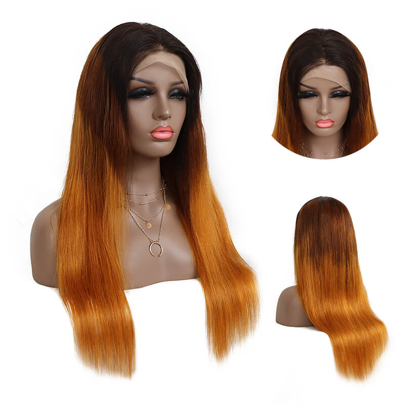 BRIDGER HAIR Ombre Straight 13*4 Lace Frontal Wig Straight 4*4 Lace Closure Wig