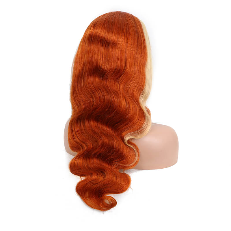 24 inch burnt orange body wave human hair wigs bridger hair