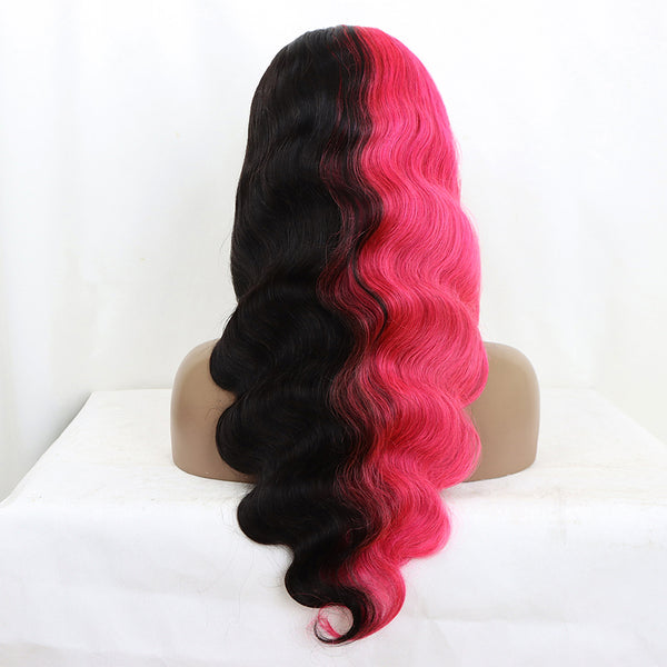 Customized Two Tone  pink and  black Body Wave 