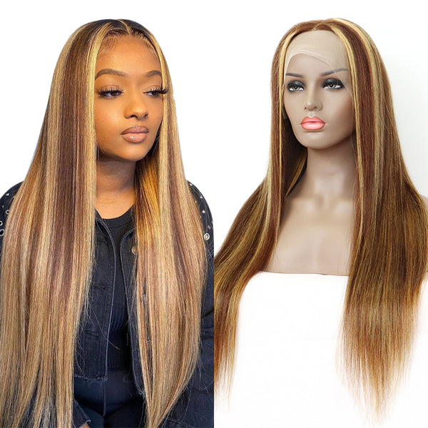 Highlight Straight Lace Front Wig Human Hair Wig #4/27 | Bridger Hair®
