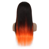 highlight straight lace front wig orange color
