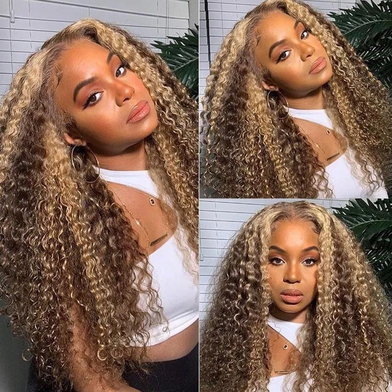 Highlight P4/27 Kinky Curly 13*4 Lace Front Human Hair Wig | Bridger Hair®