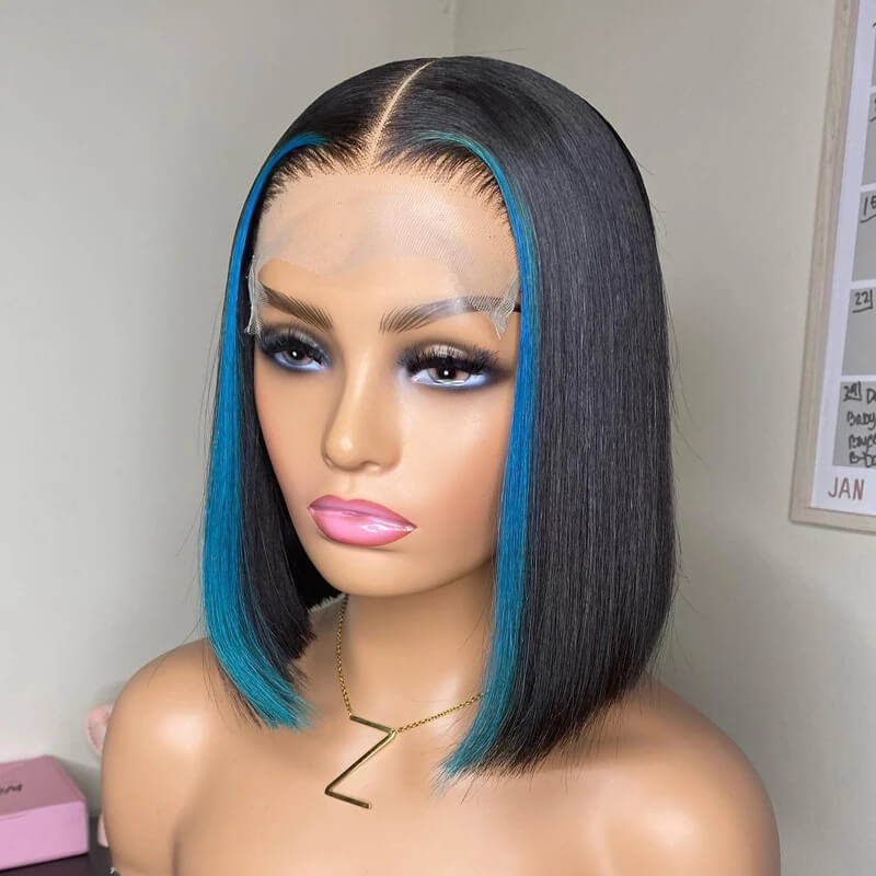 ombre blue human hair wig