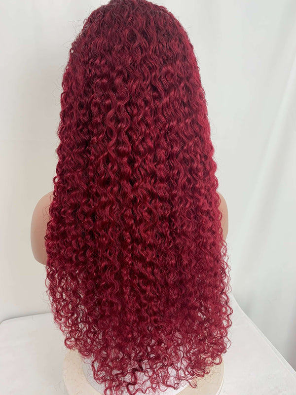 Burgundy Jerry Curly 13*4 Lace Front Wig 10-32 Inch Wig | Bridger Hair®