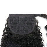 Kinky Curly Ponytail Human Hair Extensions Wrap Around with Clips In Bridger Hair