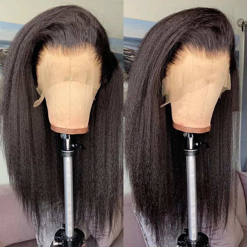Kinky Straight 13*4 Lace Frontal Wig Yaki Straight T Part Human Hair Lace Wig| Bridger Hair