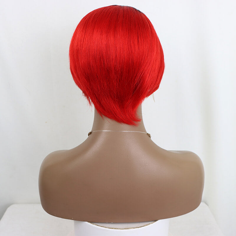 L Part Short #1b-red Lace Front Wig