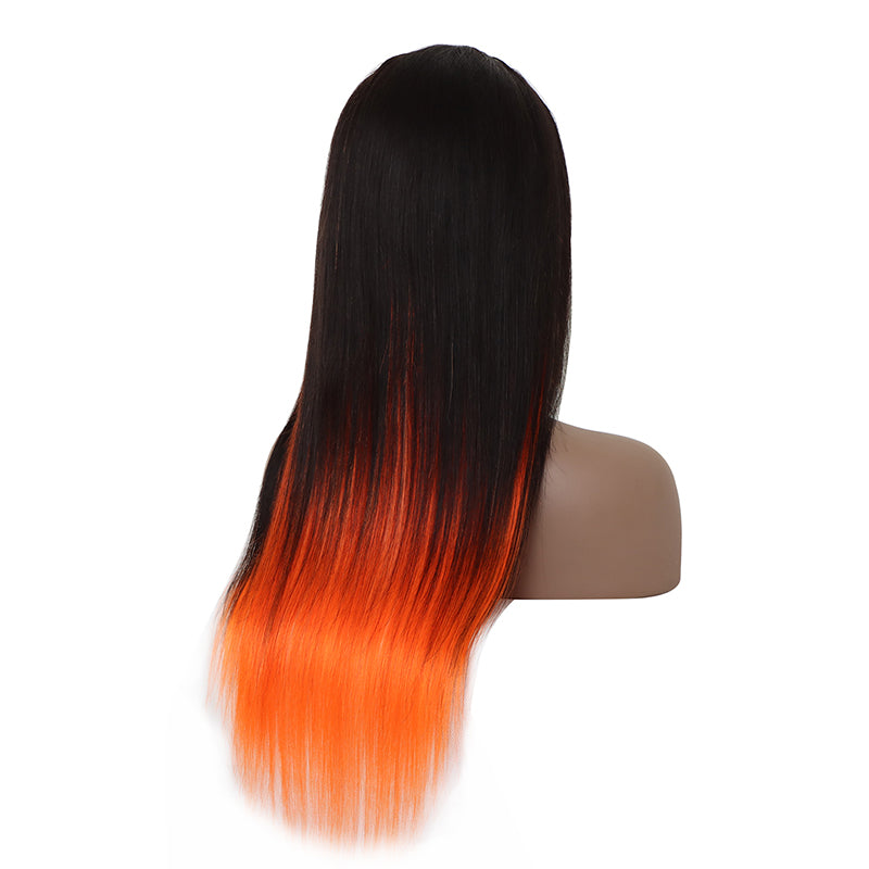 highlight straight lace front wig orange color bridger hair
