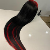  Ombre Highlight #Red with Black Straight 
