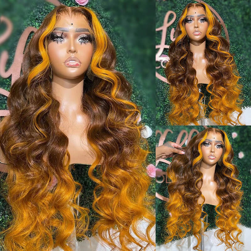 Ombre Highlight #YellowBrown  Body Wave