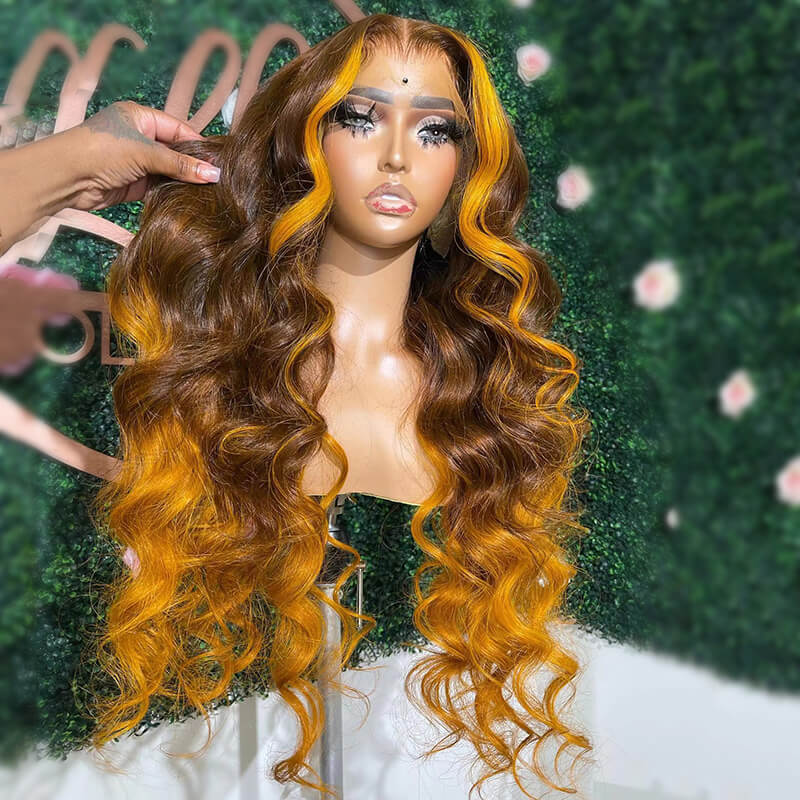 Ombre Highlight #YellowBrown  Body Wave