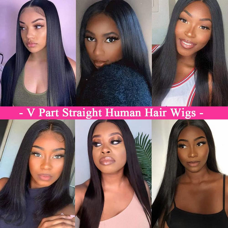 V Part Straight Human Hair Wig | Bridger Hair