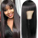 Straight Human Hair Wigs with Bangs