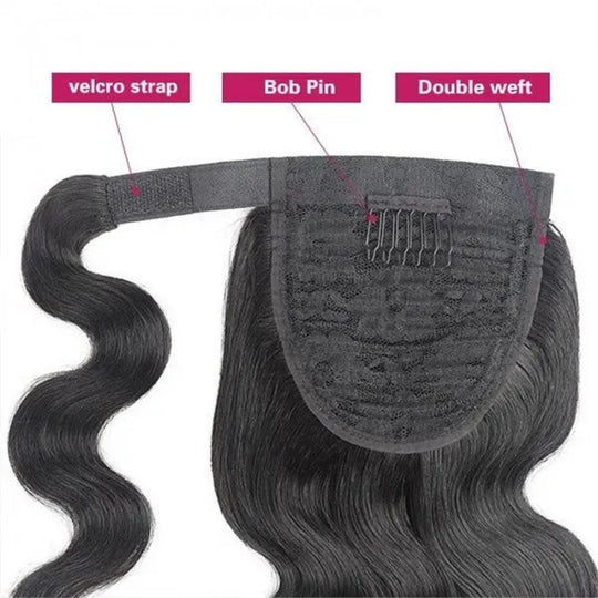 High Ponytail With Clip In Wrap-around Body Wave Ponytail Extension Human Hair / Bridger Hair®