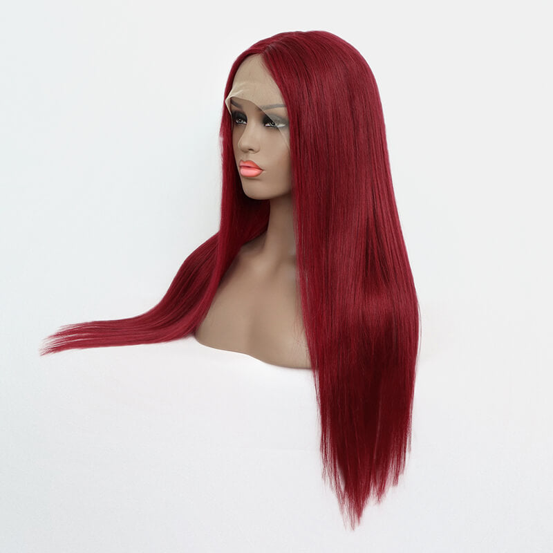 Burgundy Straight 13*4 Lace Front Wig Colored Human Hair Wig | Bridger Hair®