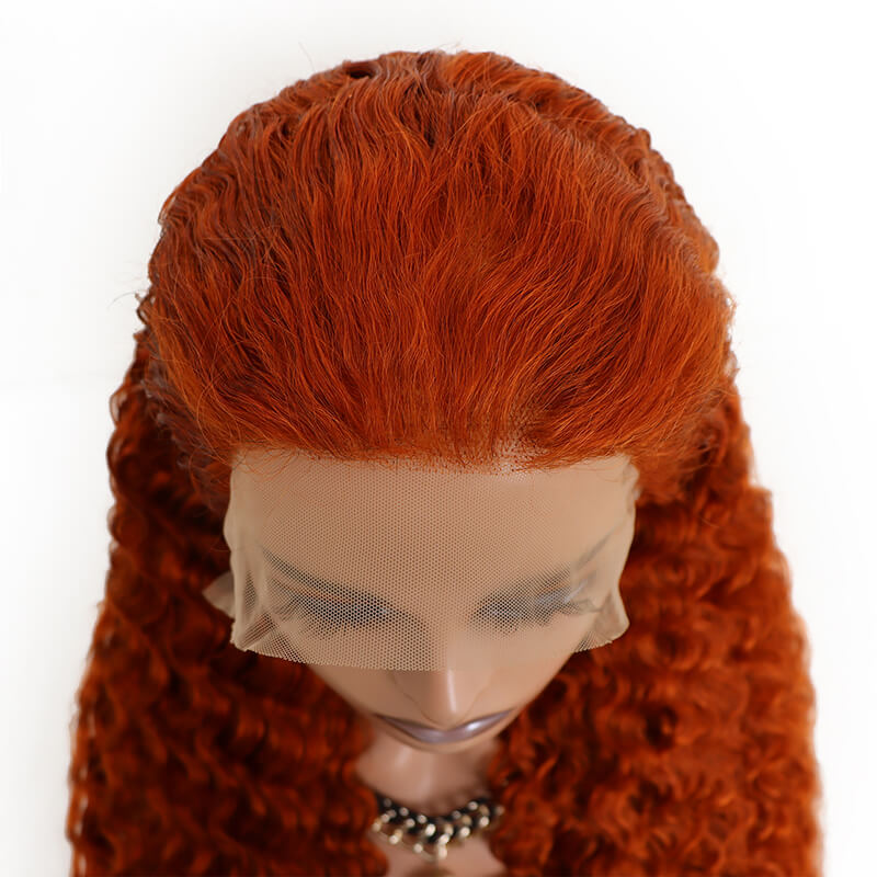 burnt orange curly lace front wig bridger hair 