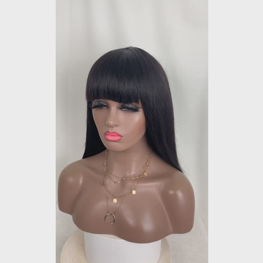 Straight Wigs with Bangs Machine Made Wig