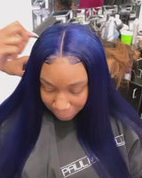 Customized #Blue Straight 13*4 Lace Front Wig| Bridger Hair