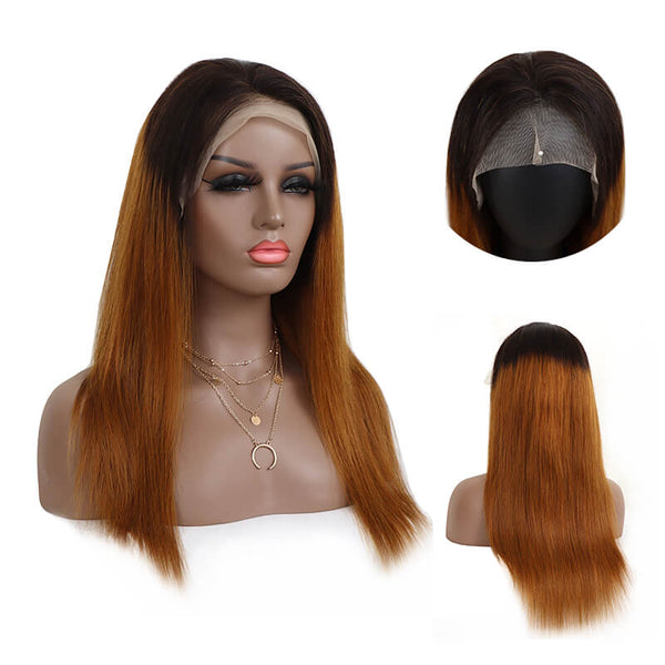 Customzied 1B/33 Straight Lace Front Wig Bridger Hair
