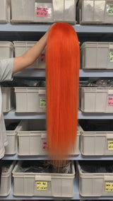 Customized Orange Straight 13*4 Lace Front Wig | Bridger Hair®