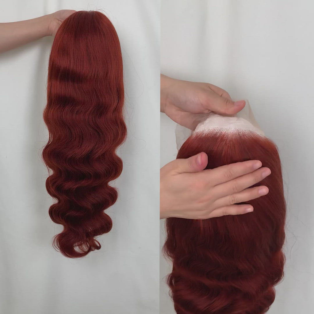  Customized Red brown #53 Body Wave Wig