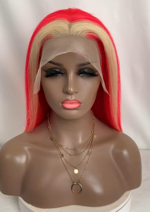 Customized pink highlight blonde Bob Lace Front Wig 13*4 Human Hair Wigs | Bridger Hair®